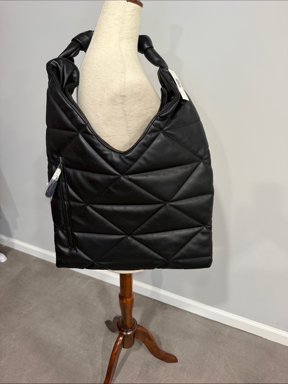 Chinese Laundry Designer Quilted Black Shoulder Tote Bag - Sleek Everyday Carry